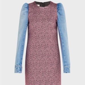 NWT - Dries Van Noten Pink Patterned Dress w/ Denim Sleeves
